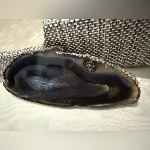 Polished Black Agate Slice – Natural Stone for Display or Crafts - Picture 3 of 16